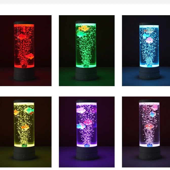 LED Multi-color Bubble Fish Aquarium with USB Plug-in