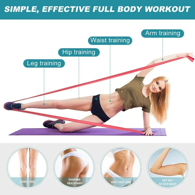 Natural Latex Resistance Bands, Elastic Workout Exercise Bands for Yoga Pilates Home Gym Fitness Training