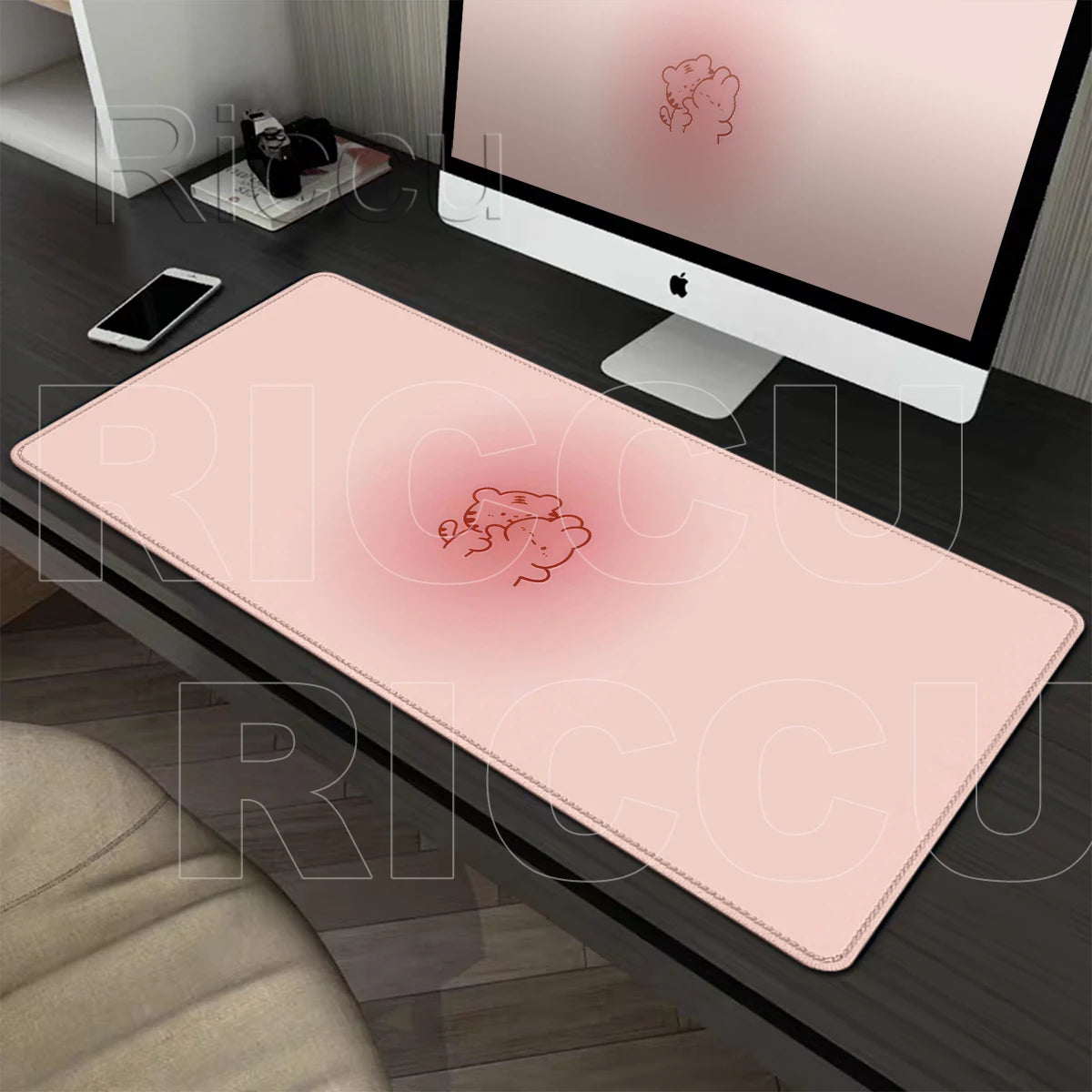 Kawaii Cartoon Kitten Gradient Mousepad Large Rubber Base Table Desktop Mat Office Gamer Computer Speed Type Carpet Keyboard Pad