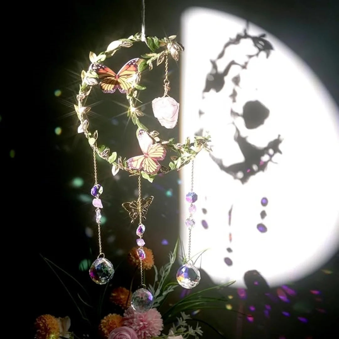 Nature-Inspired Sun Catchers & Crystal Balls: Leaves, Butterflies, Moon and Wind Chime Garden Ornaments