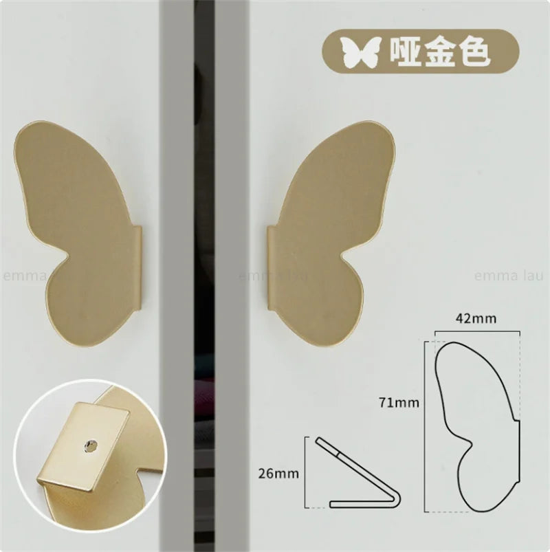 1Pair Iron Furniture Cabinet Door Handle Drawer Knob Pink Butterfly Decor Handles Cupbaord Wardrobe Closet Pulls Diy Room