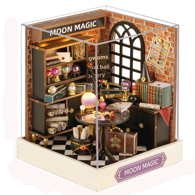 DIY Wooden Miniature Model Kit Japanese Cherry Blossoms Noodles Shop Casa 3D Puzzle Villa Dollhouse With Furniture Friends Gifts