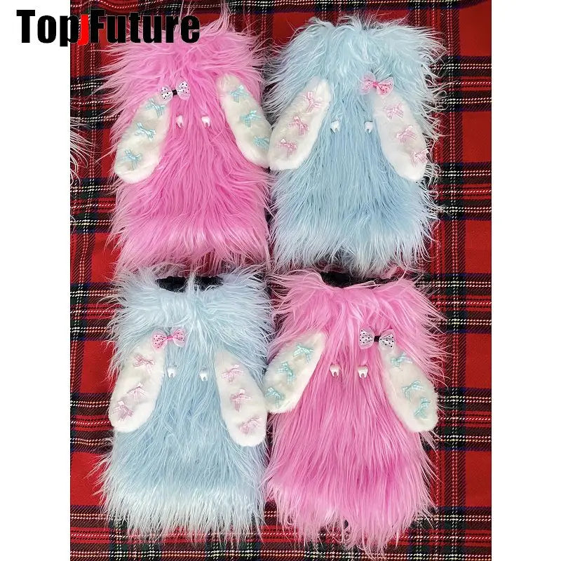 Women Spice Girl Harajuku Punk gothic Lolita Y2K Girl Streetwear Leg Warmer Winter Warmer Bunny Ear angel Stockings Leg Warmers