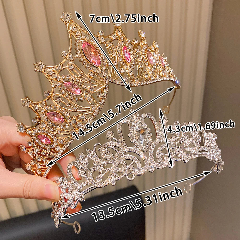 2pcs Mixed Color High-End Party Show Crowns Ideal Gifts for Weddings Birthdays Celebrations Women's Coming-of-Age Ceremonies