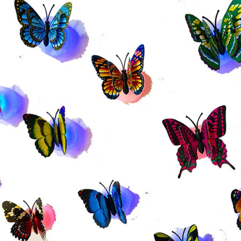 Butterfly Wall Light Lucky 3D LED Butterfly Night Light Sticker Single Double Wall Light Garden Backyard Lawn Festival Party