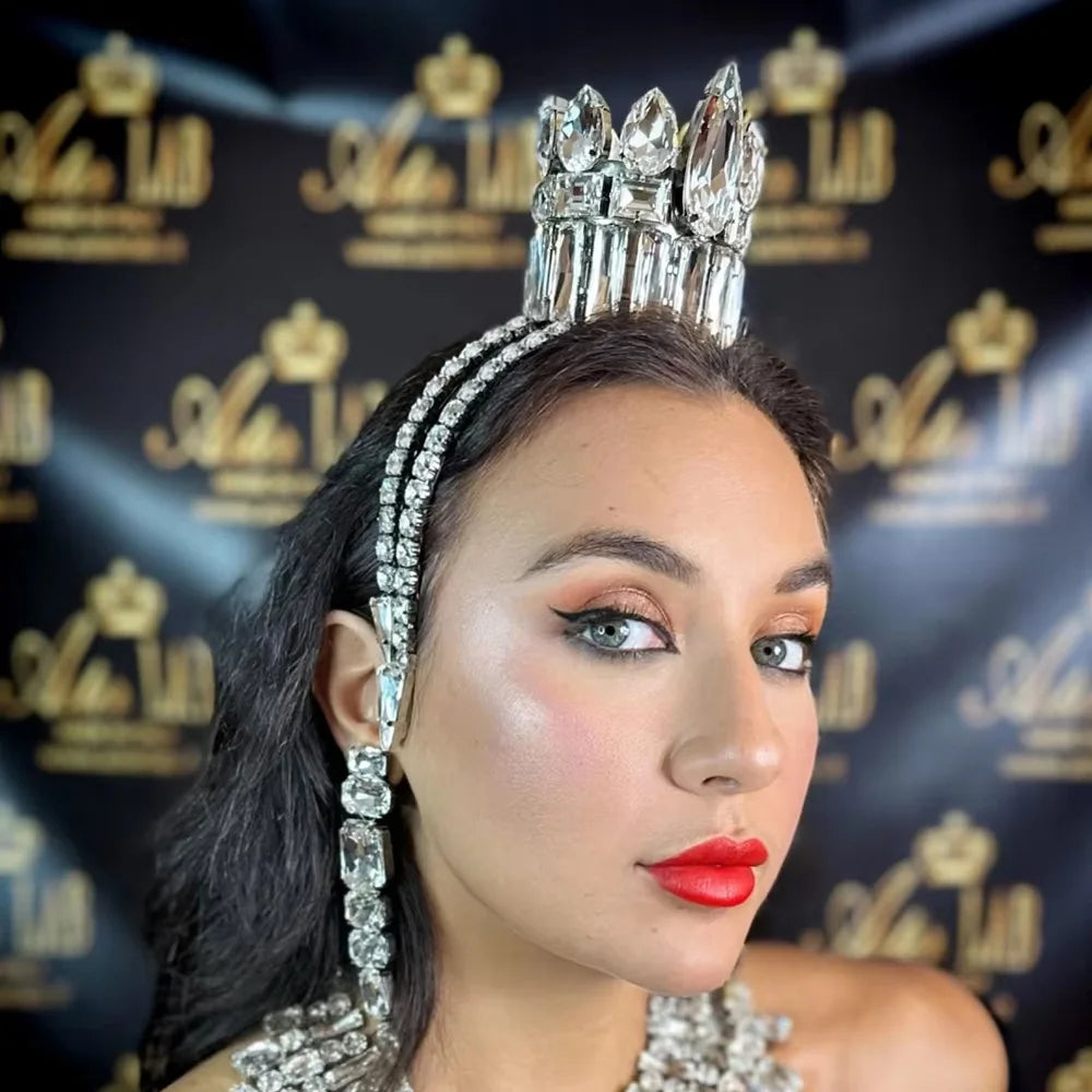 Best-selling Queen Exaggerated Feather Crown Headpiece for Women with High-end Water Diamond Headwear Gothic Ball Accessories