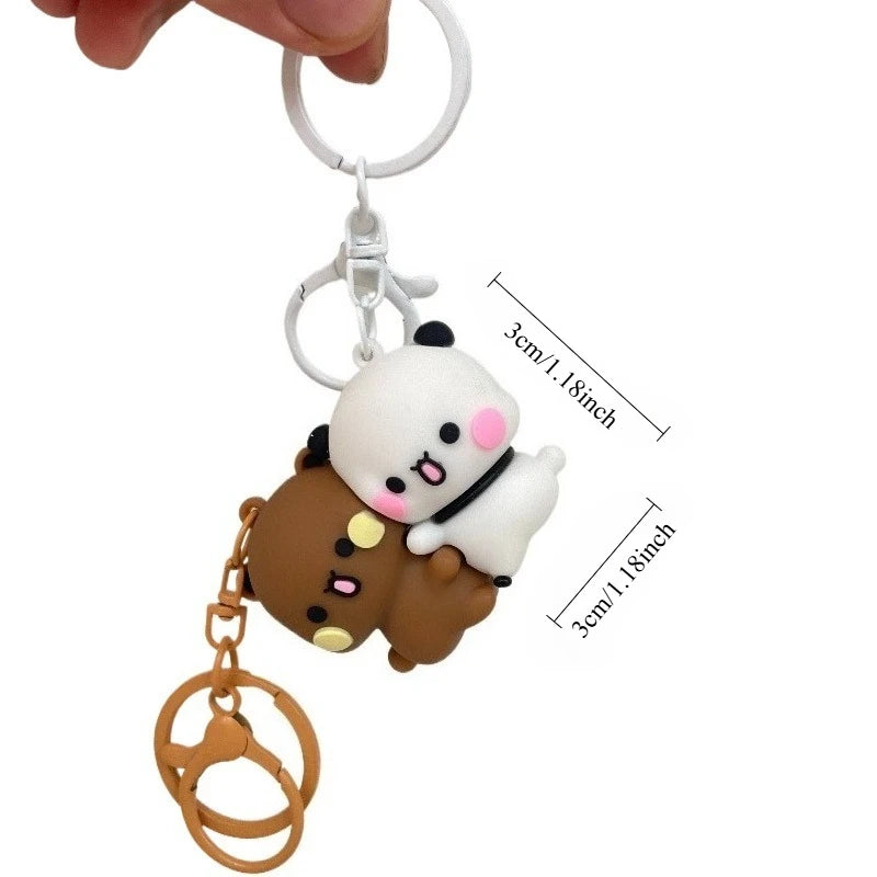 Kawaii Cartoon Panda Bubu and Dudu Hug Magnetic Pendant Keychain Bubu and Yier Magnetic Keychain Backpack Omaments Gift Toy