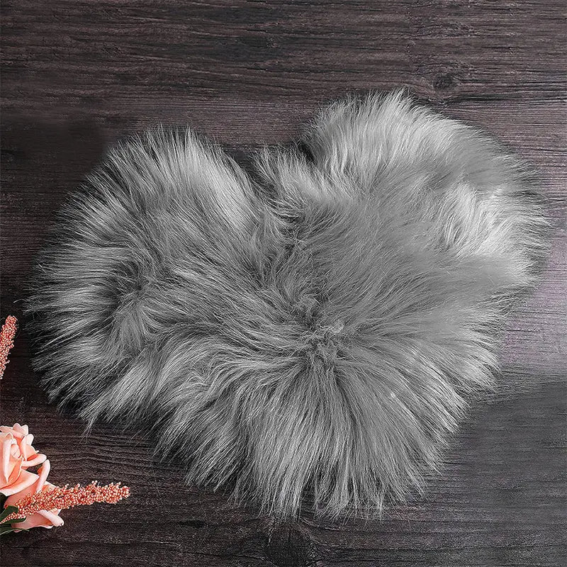 Heart Shaped Fluffy Rug Faux Wool Shag Carpet