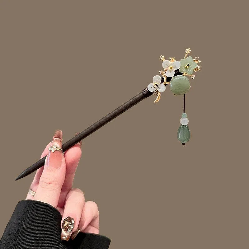 Antique Wooden Hairpin Women's Elegant Hair Stick New Chinese Style Simple Cheongsam Hairpin Headwear Jewelry Hair Accessories