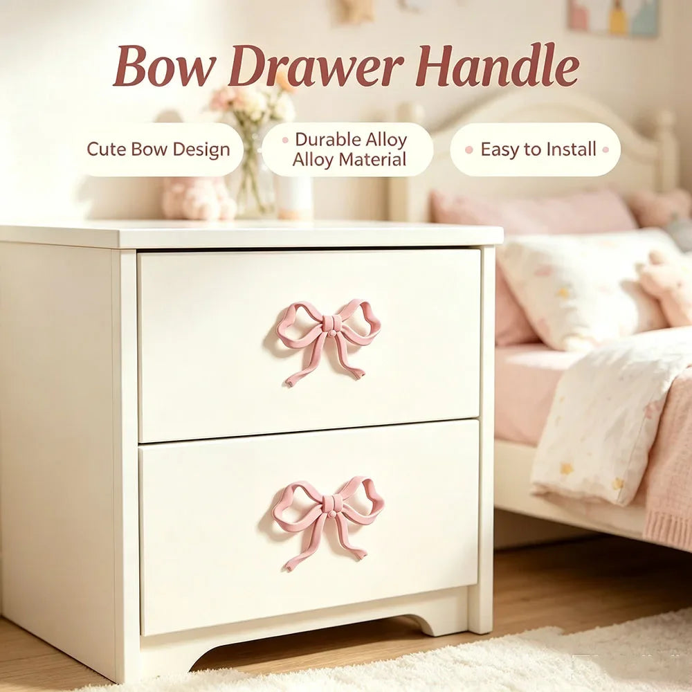 2/4Pcs Pink Bow Shape Drawer Knob Cabinet Handles Kitchen Cupboard Pulls Wardrobe Drawer Knobs Furniture Handle Hardware