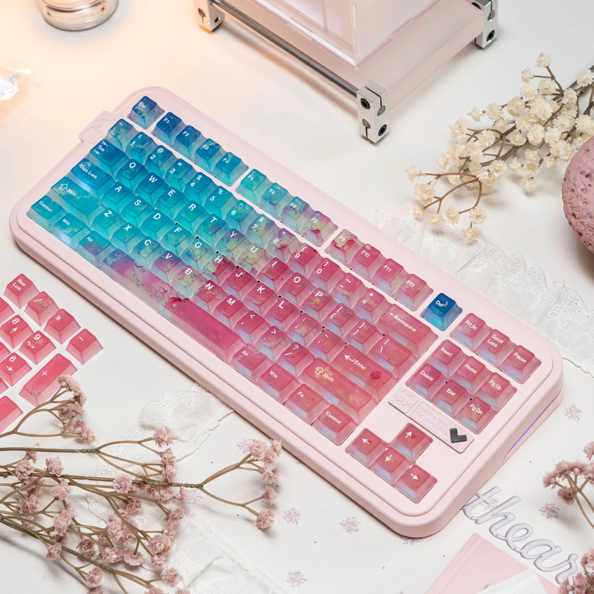 119 Keys Pink Ocean Theme Keycaps