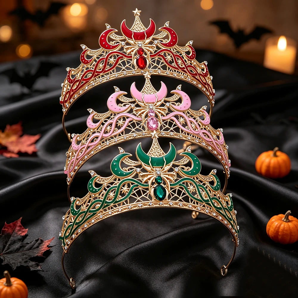 Punk Style Creative Moon Spider Crown