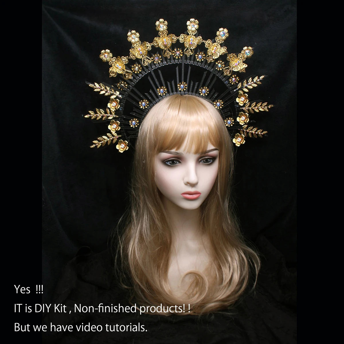 DIY Zip Tie Boho Wedding Bridal Sun Halo Met Gala Festival Headband Goddess Crown Gold Crown Headpiece  Non-finished products