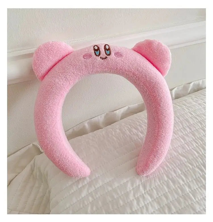 Lovely Pink Kirby Plush Hair Hoop Cartoon Daily Washing Face Headband Girls Photo Shooting Decor Hair Ornament