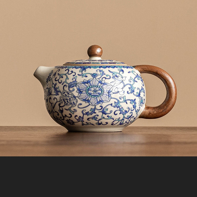 Kung Fu tea set blue and white lotus tea pot