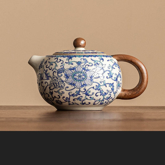 Kung Fu tea set blue and white lotus tea pot