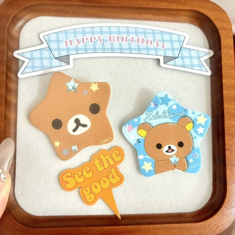 Cute Five-pointed Star Relaxed Bear Hairpin Cartoon Little Bear Side-Part Acrylic Girl Hairpin Sweet Girl Hair Accessory