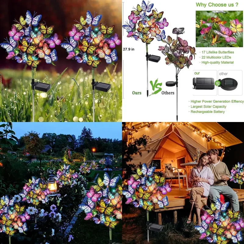 for  42 LED Solar Butterfly Dragonfly Bee Garden Light Outdoor IP66 Holiday Party Christmas Landscape Access Garden Lawn