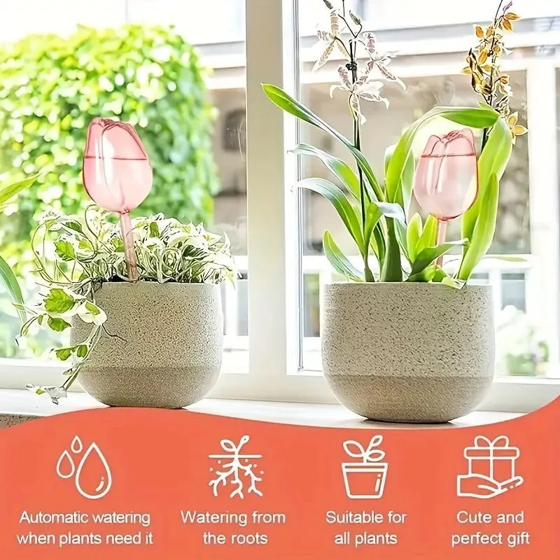 Pink Tulip Plant Watering Balls Plant Drippers
