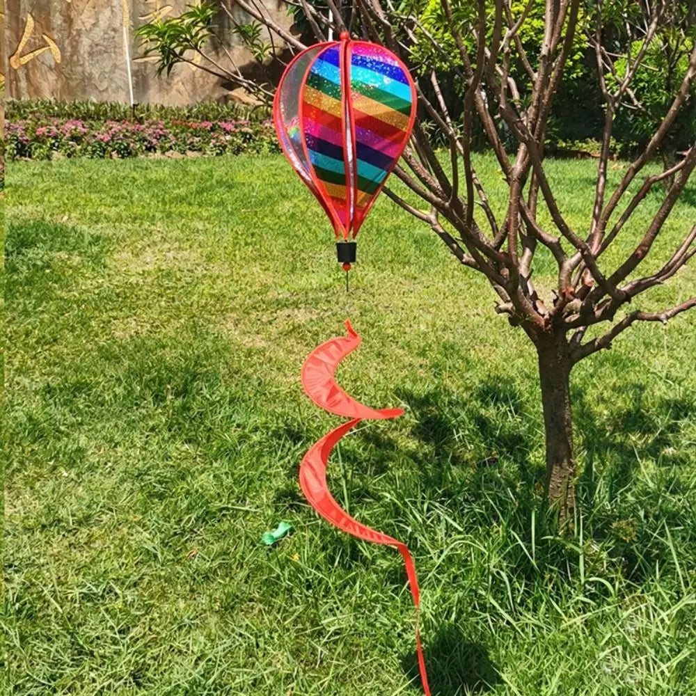 Plastic Hot Air Balloon Spinner Rainbow Color Multistyles Color-changing Film Wind Spinners 40cm Balloon Rotating Windmill