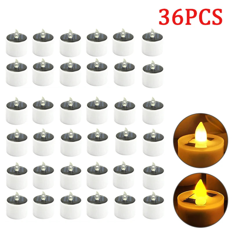 Solar Tea Light Led Candles Flameless Outdoor Waterproof Solar Tea Lights Rechargeable Candles for Party Garden Home Decor