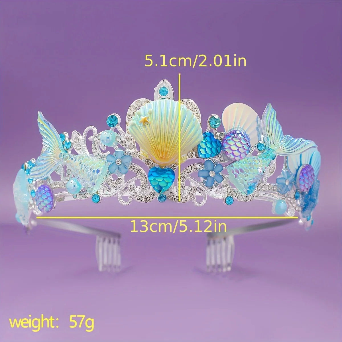 2025 New Mermaid Hair Comb Crown Ocean Series Alloy Crown Adorable Children's Headband Birthday Gift, Party Headpiece Accessory