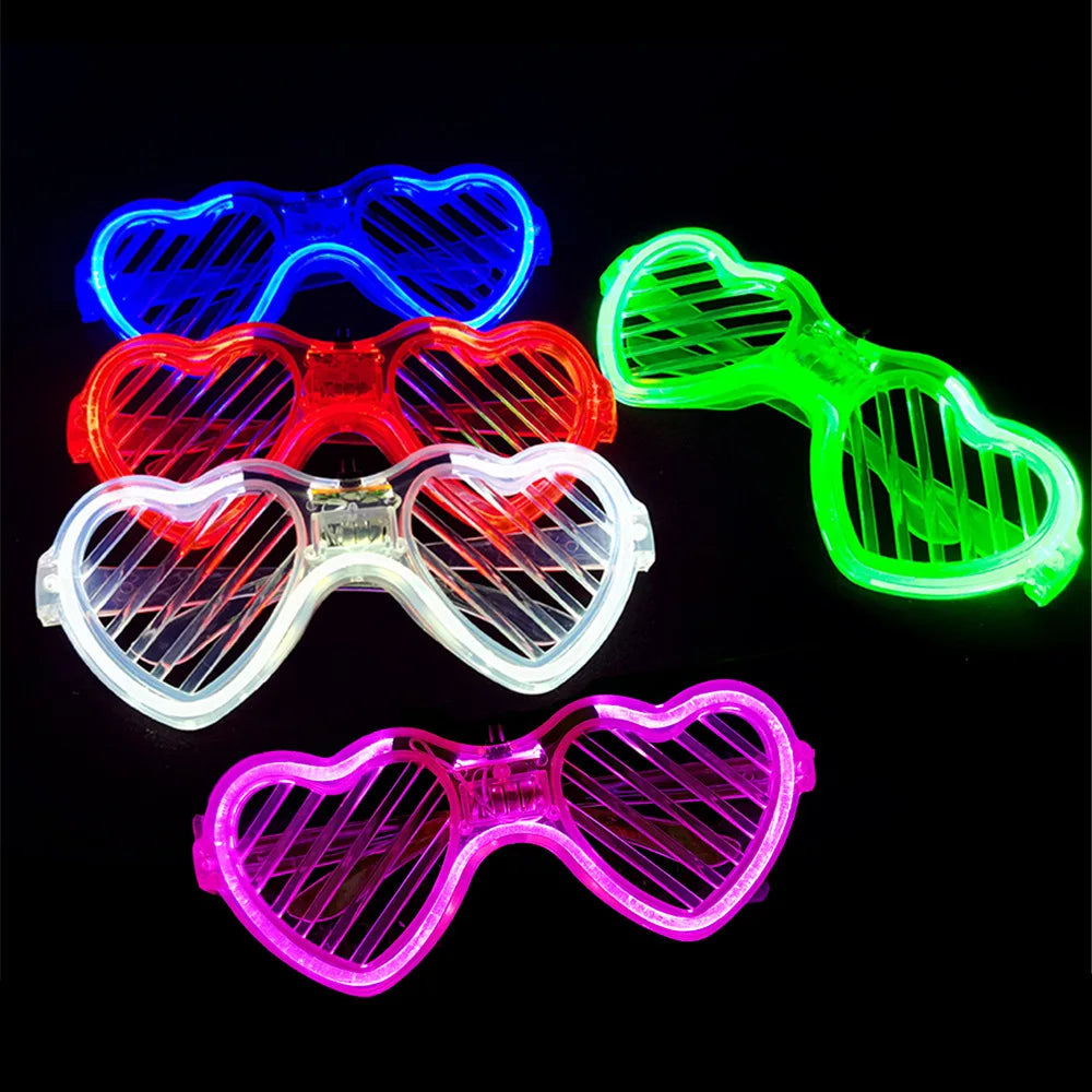5/10/20/30/50 Bulk Light Up Glasses Heart Shaped LED Glasses Glow In The Dark Party Supplies for Birthday Wedding Party Favors