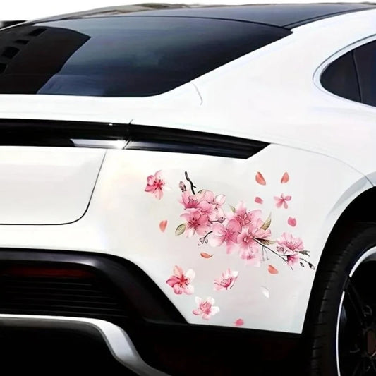 Pink Cherry Blossom Floral Car Stickers Love Auto Vinyl Decal Bumper Window for Women Car Tuning Styling Accessories