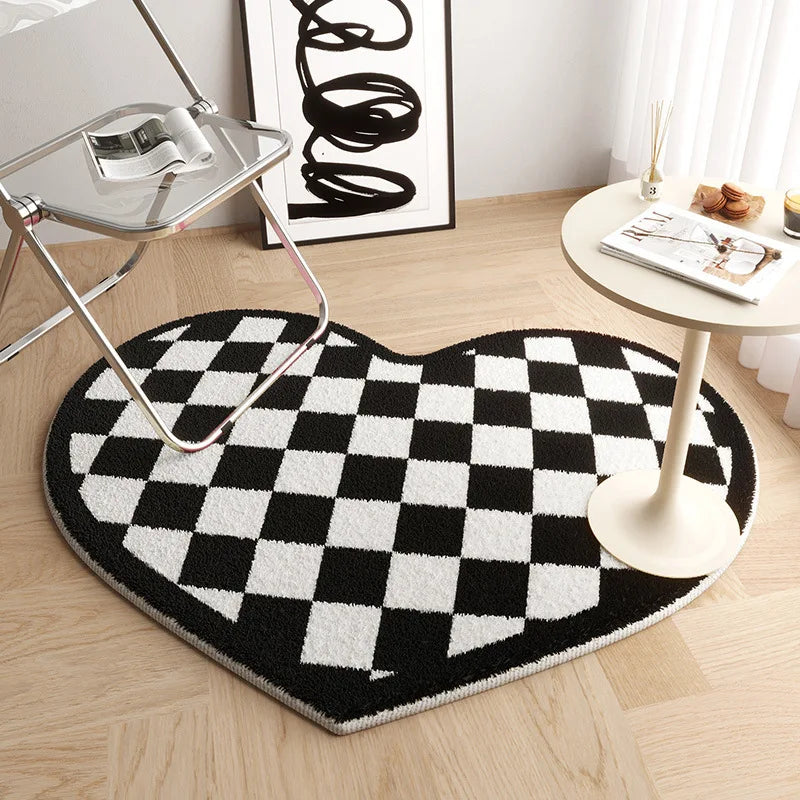 VIKAMA Cute Imitation Cashmere Love Carpet Non-Slip And Dirt Resistant Home Decoration Living Room Bedroom Bedside Foot Mat
