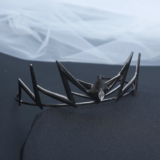 1pc Gothic Geometric Spiked Crystal Hair Crown Accent Dark Fantasy Royal Design Perfect Weddings Cosplay Elegant Headpiece
