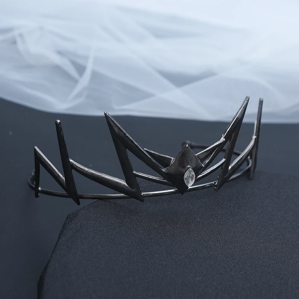 1pc Gothic Geometric Spiked Crystal Hair Crown Accent Dark Fantasy Royal Design Perfect Weddings Cosplay Elegant Headpiece