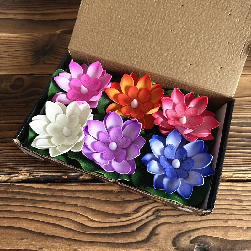 1PC/6PCS LED Lotus Night Lamp Floating Water Sensor Flower Lamp Garden Tank Decor Festive Party Accessories Wishing Lotus Light