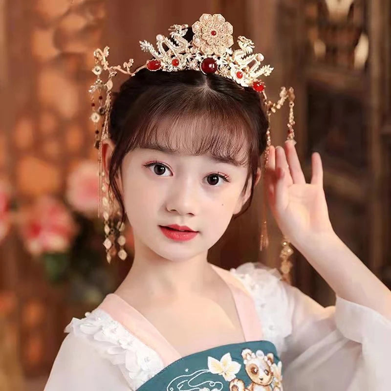 New#Tassel Headband Hanfu Hair Accessories Crowns Tiaras Wedding Party Bridal Headpiece For Xiuhe Dress