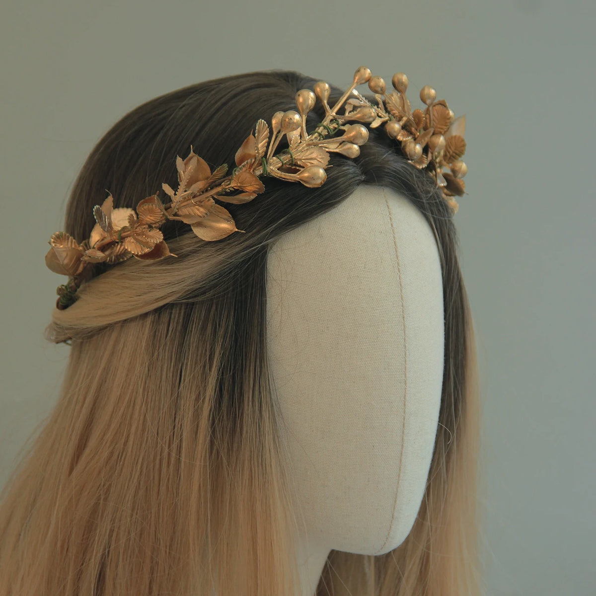 Gold Leaf Crown Burgundy Elven Circlet Crown