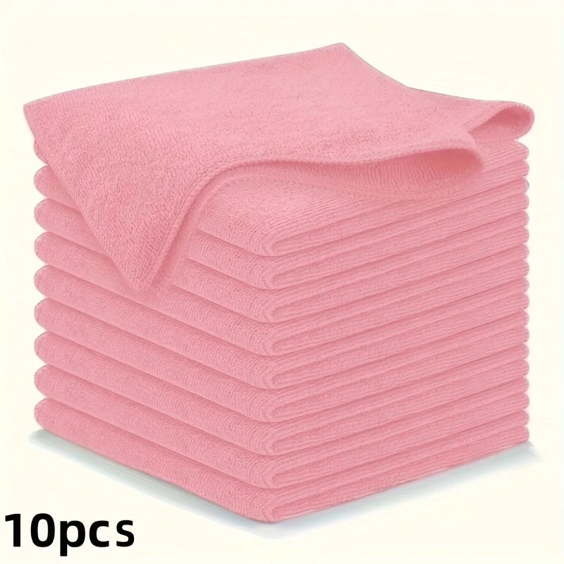1-50Pcs Light Pink Microfiber Kitchen Towels Super Absorbent Soft Durable Cleaning Cloths Glass Countertops Pans Bowls Faucets