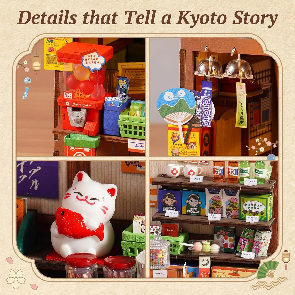Japaneses Book Nook DIY Miniature House Kit with Sliding Door | Nostalgic Tiny Dollhouse with Skylight 3D Wooden Puzzles Book En