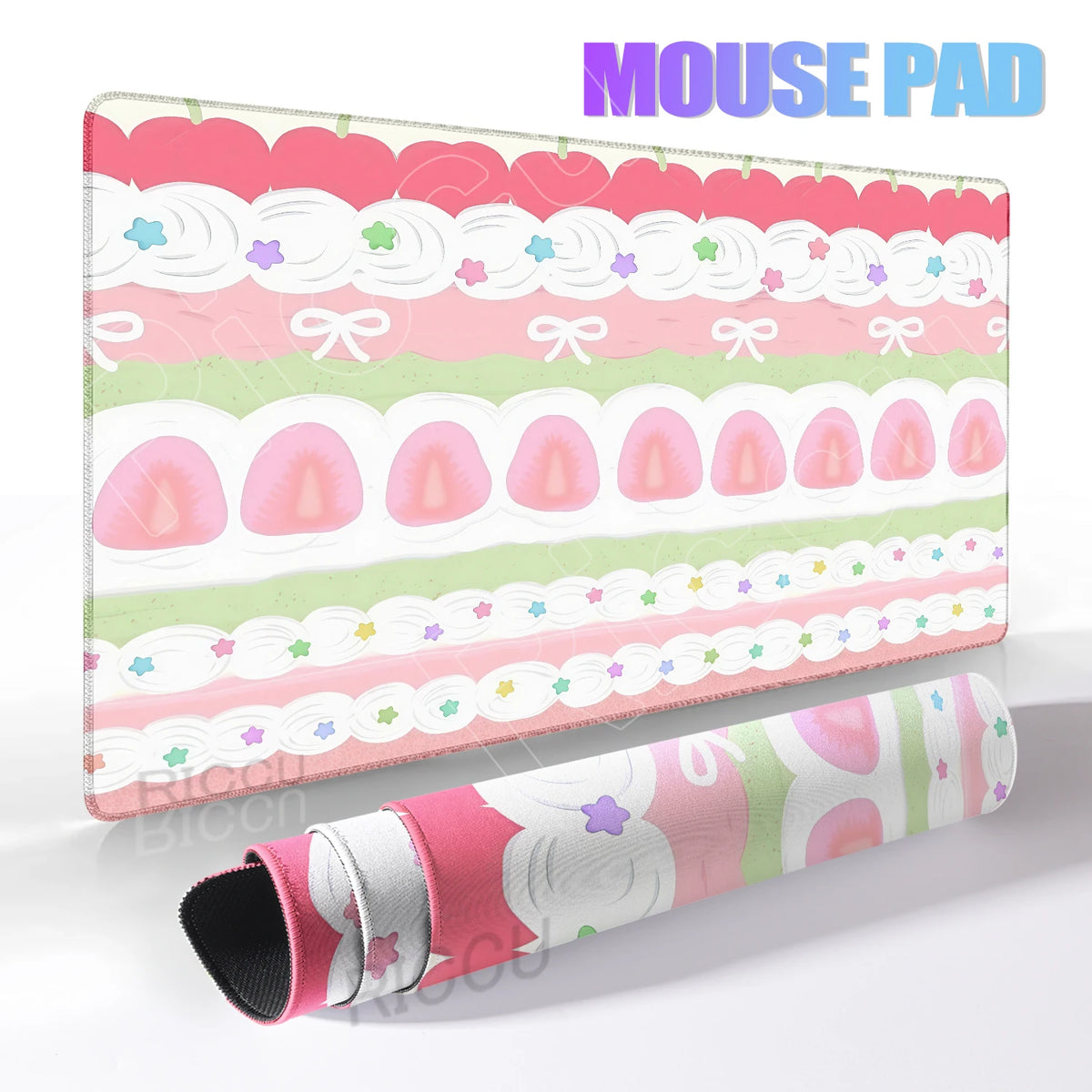 Cute Desk Pad Protector Pink Strawberry Cake Girl Kawaii Butterfly Mouse Pad Office Large Desk Mat Rubber Desk Accessories Pads