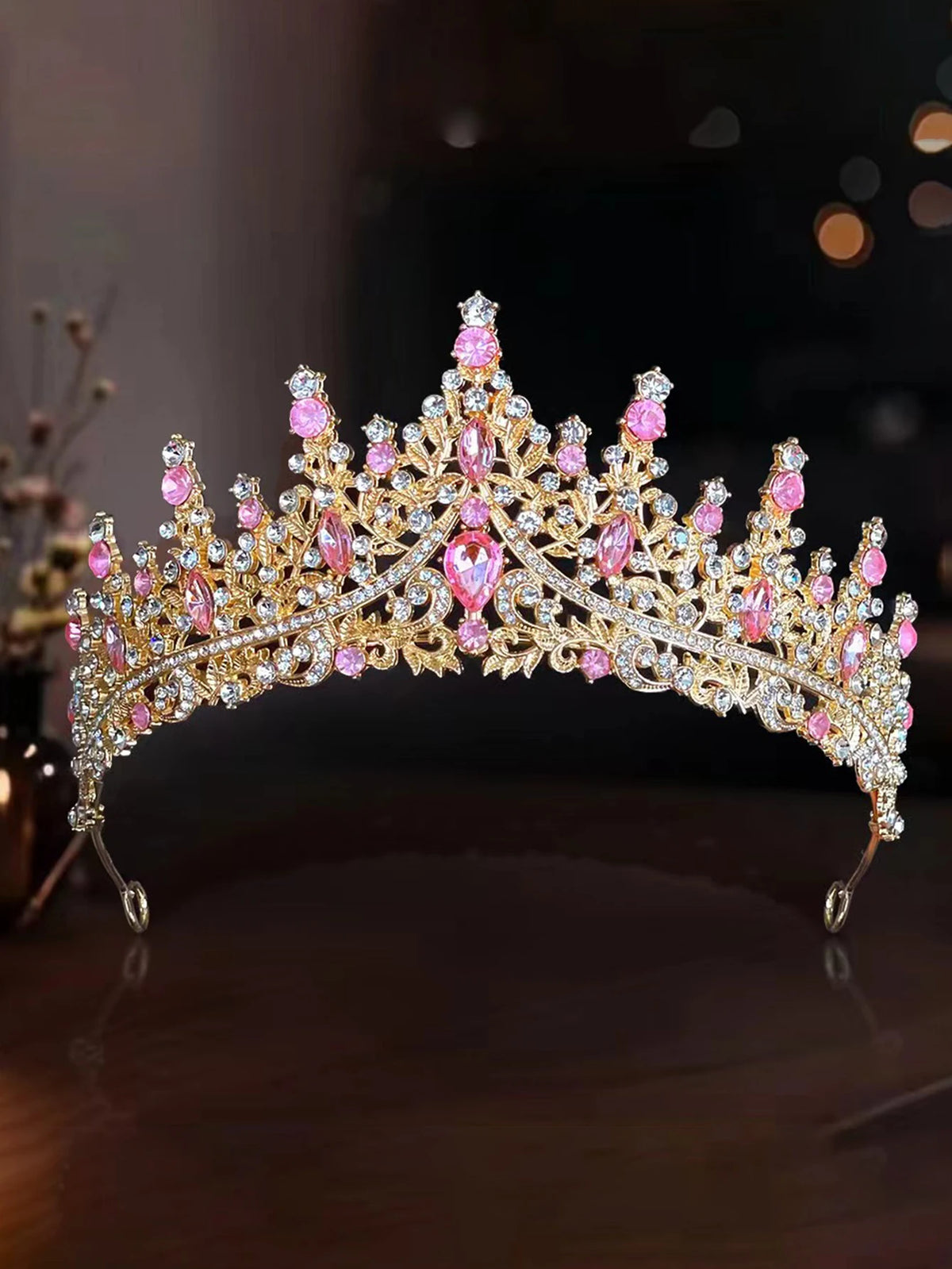 European Baroque Style Heavy-Duty Full Diamond Crown Bridal Wedding Crown, Dinner Birthday Runway Show Diamond-Encrusted Hair Cr