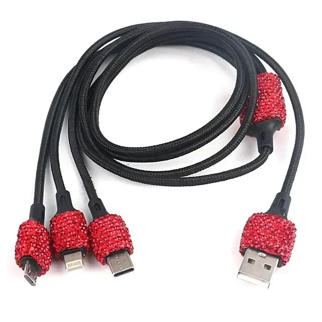 Rhinestone Car Charger 5V 2.1A Dual USB Port Fast Adapter Pink Car Decor Car Styling Diamond Car Accessories Interior for Woman