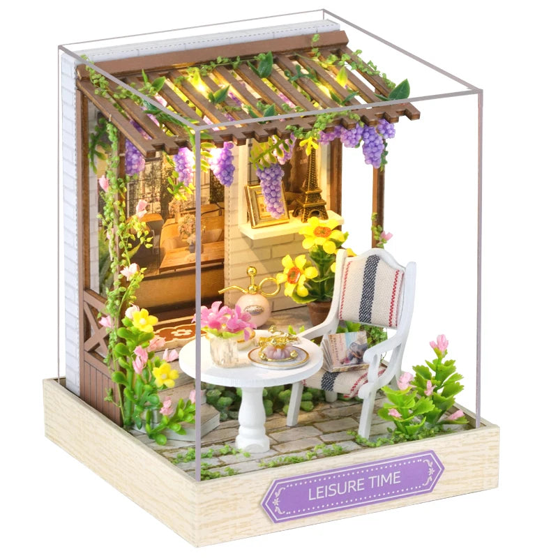 DIY Wooden Miniature Model Kit Japanese Cherry Blossoms Noodles Shop Casa 3D Puzzle Villa Dollhouse With Furniture Friends Gifts