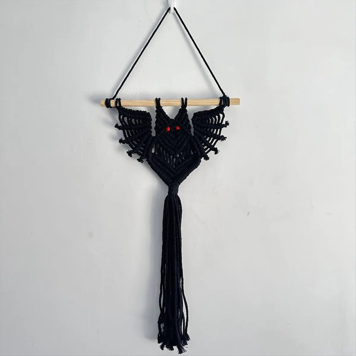 L! DT898^Halloween Bat Macrame Wall Hanging Geometric Art Decor Handmade Woven Gothic Ornament for Bedroom Black