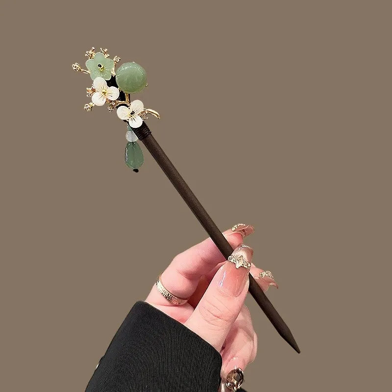 Antique Wooden Hairpin Women's Elegant Hair Stick New Chinese Style Simple Cheongsam Hairpin Headwear Jewelry Hair Accessories