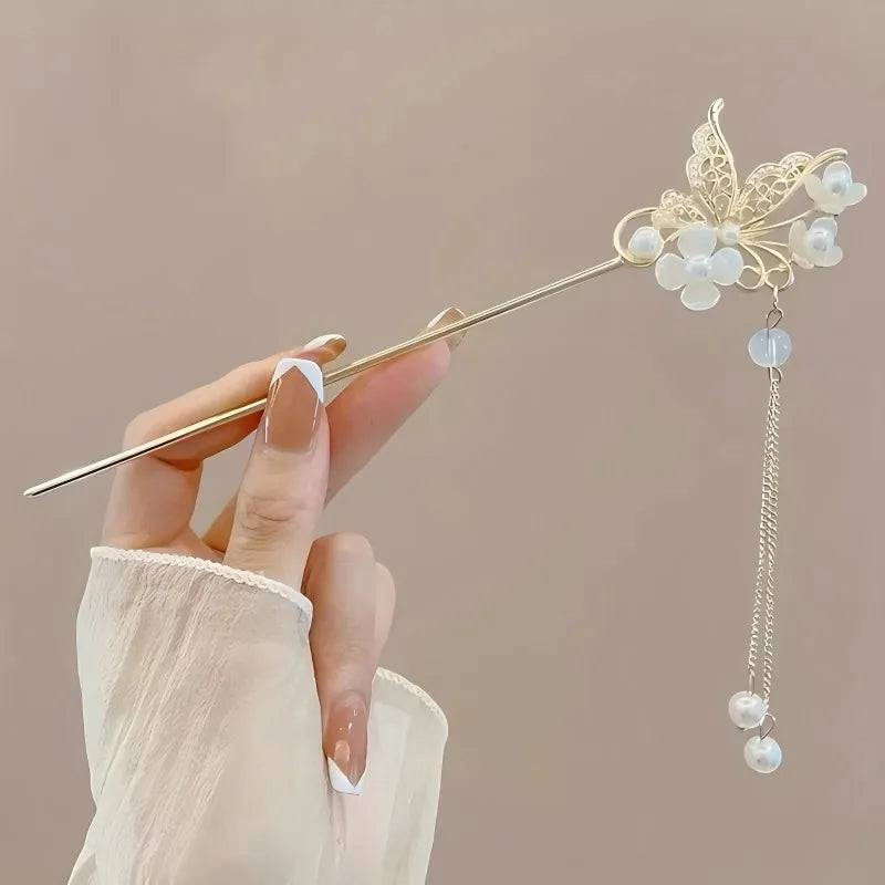 1/3/6pcs Elegant Chinese Style Tassel Hairpin with Traditional Floral Design for Women Bridal Wedding Hair Accessories HairStick