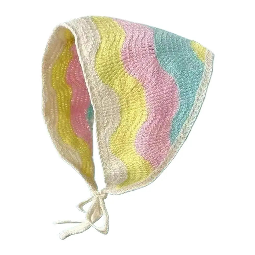 Sweet French Style Lace Triangle Scarf Bohemia Summer Hollow Floral Headband Ribbon Weave Print Beach Vacation Hair Accessories
