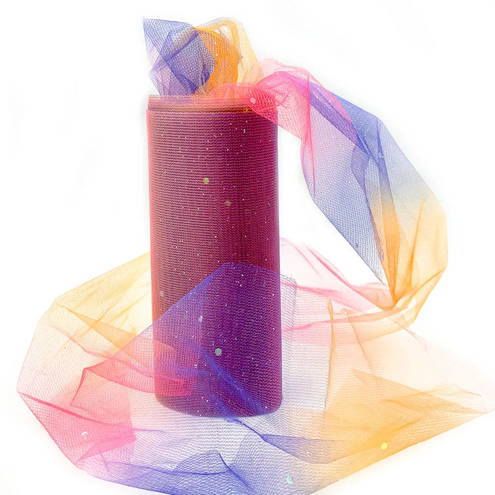 10 Yards Rainbow Glitter Tulle Roll