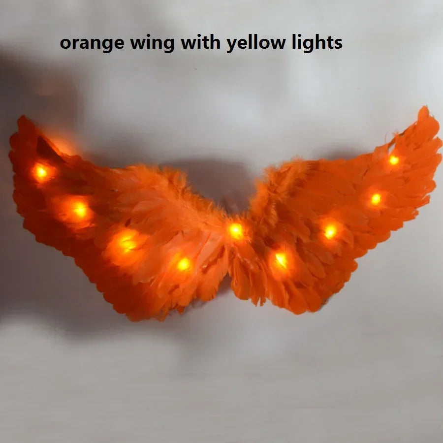 Princess Women Kids Glow Light Angel Feather Wing Fairy Girls Props Party Costume Wedding Decoration Christmas  Halloween