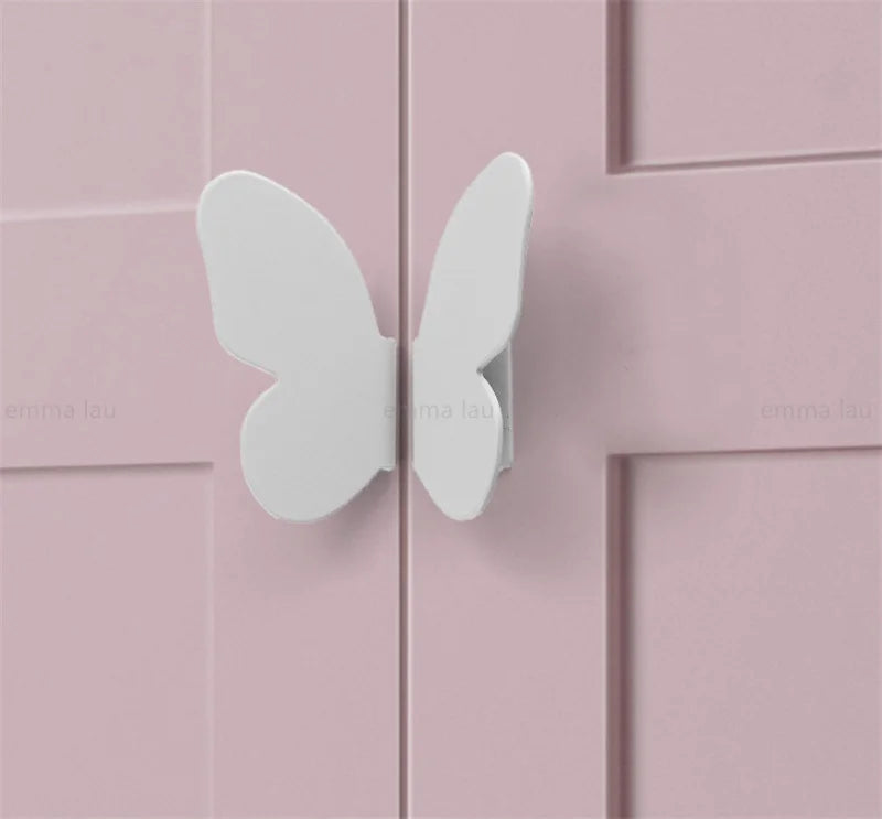 1Pair Iron Furniture Cabinet Door Handle Drawer Knob Pink Butterfly Decor Handles Cupbaord Wardrobe Closet Pulls Diy Room