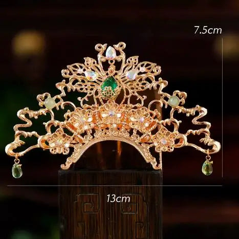 Traditional Chinese Palace Headdress Handmade Alloy Ancient Style Hanfu Hairpin for Women Festival Wedding and Stage Wear