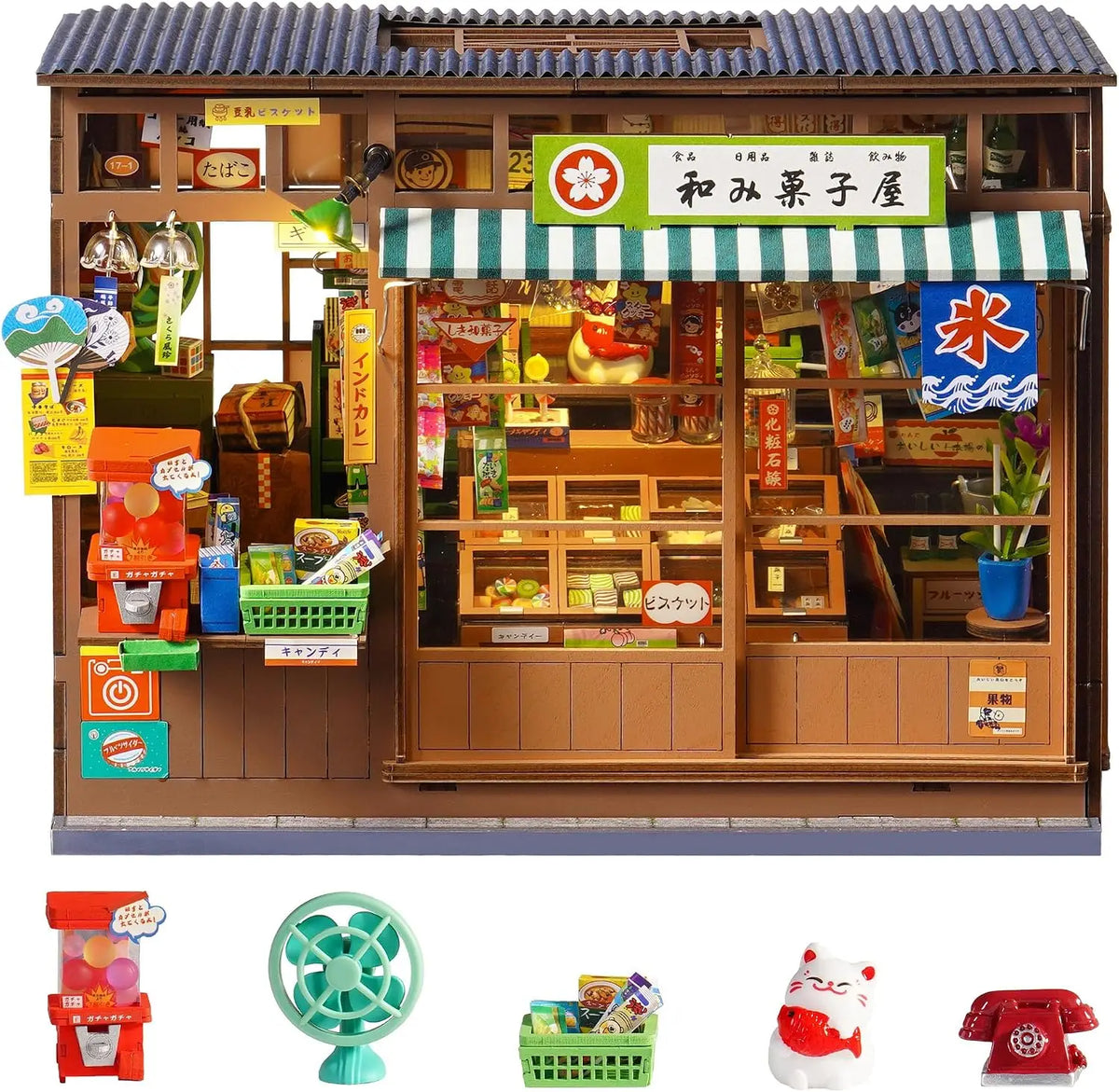 Japaneses Book Nook DIY Miniature House Kit with Sliding Door | Nostalgic Tiny Dollhouse with Skylight 3D Wooden Puzzles Book En