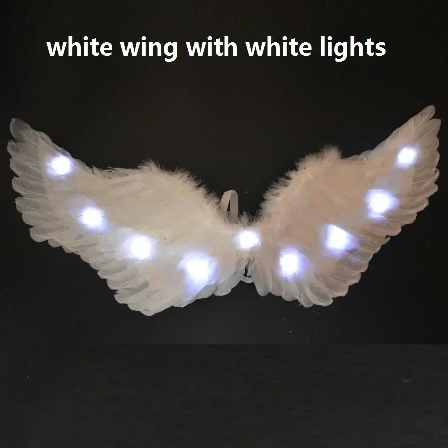 Princess Women Kids Glow Light Angel Feather Wing Fairy Girls Props Party Costume Wedding Decoration Christmas  Halloween